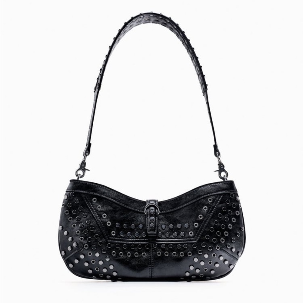 Zara Black Studded Shoulder Bag